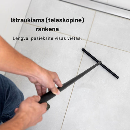 Dušo ir grindų valytuvas su teleskopine rankena