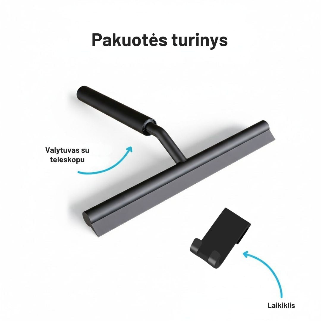 Dušo ir grindų valytuvas su teleskopine rankena
