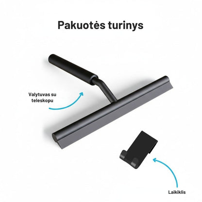 Dušo ir grindų valytuvas su teleskopine rankena