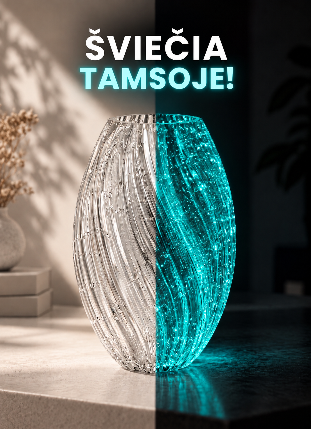 Tamsoje šviečianti vaza