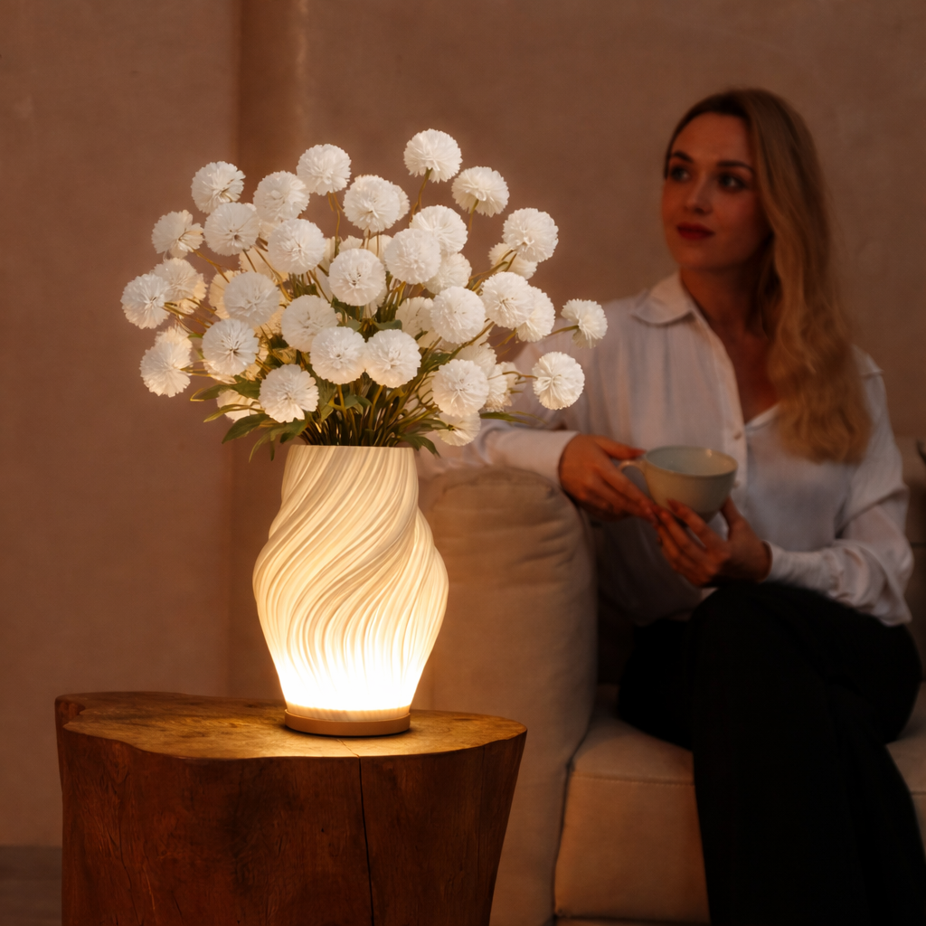 CREAM LUMA - vaza/šviestuvas